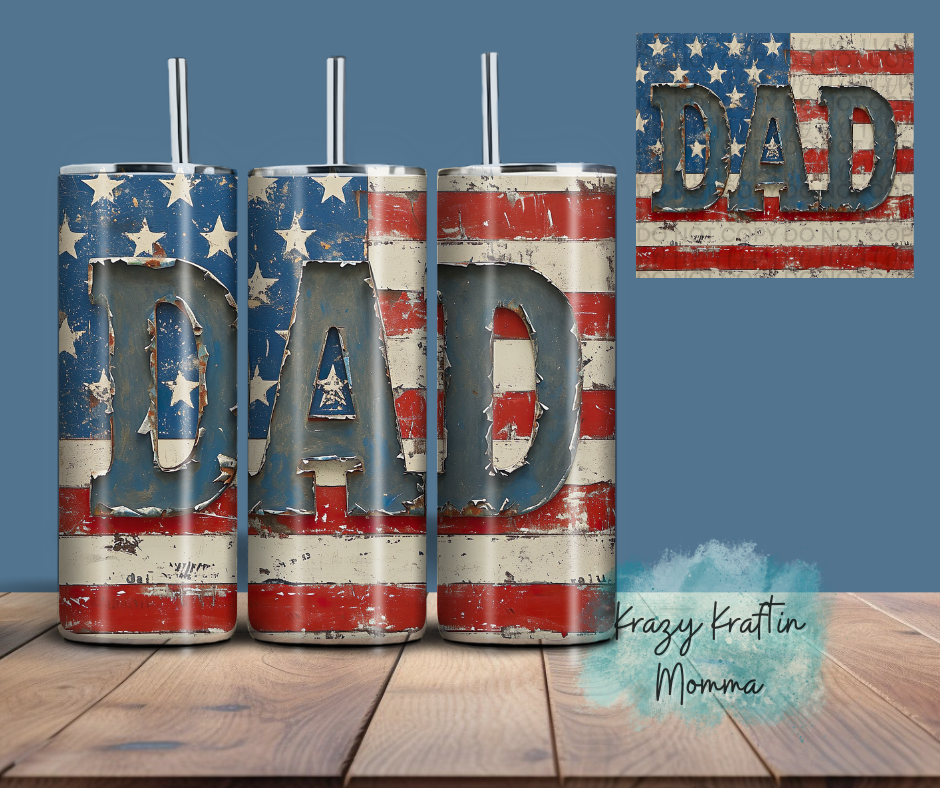 Rustic American Flag Dad Tumbler