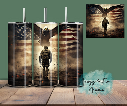 Patriotic Military Eagle Tumbler