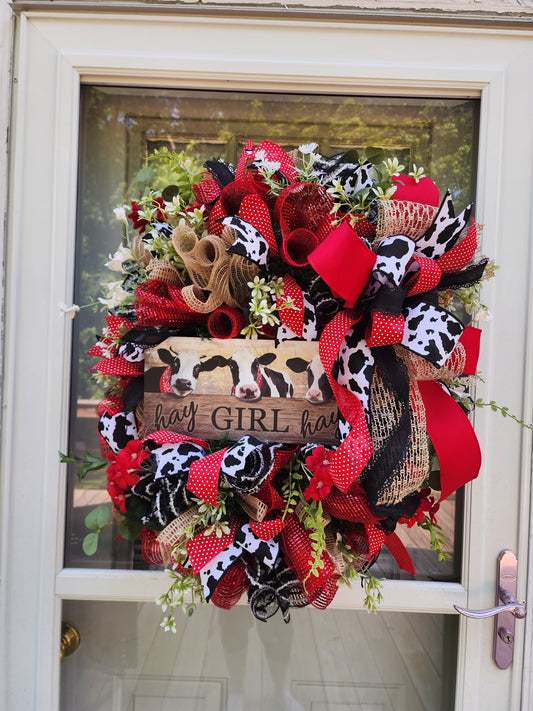 Hey Girl Hey Cow Wreath