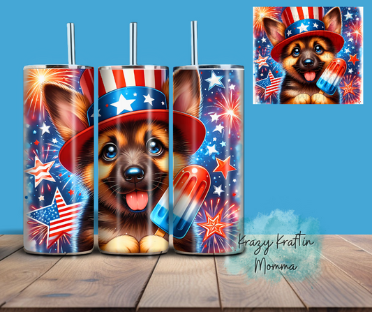 Patriotic German Shepard Tumbler