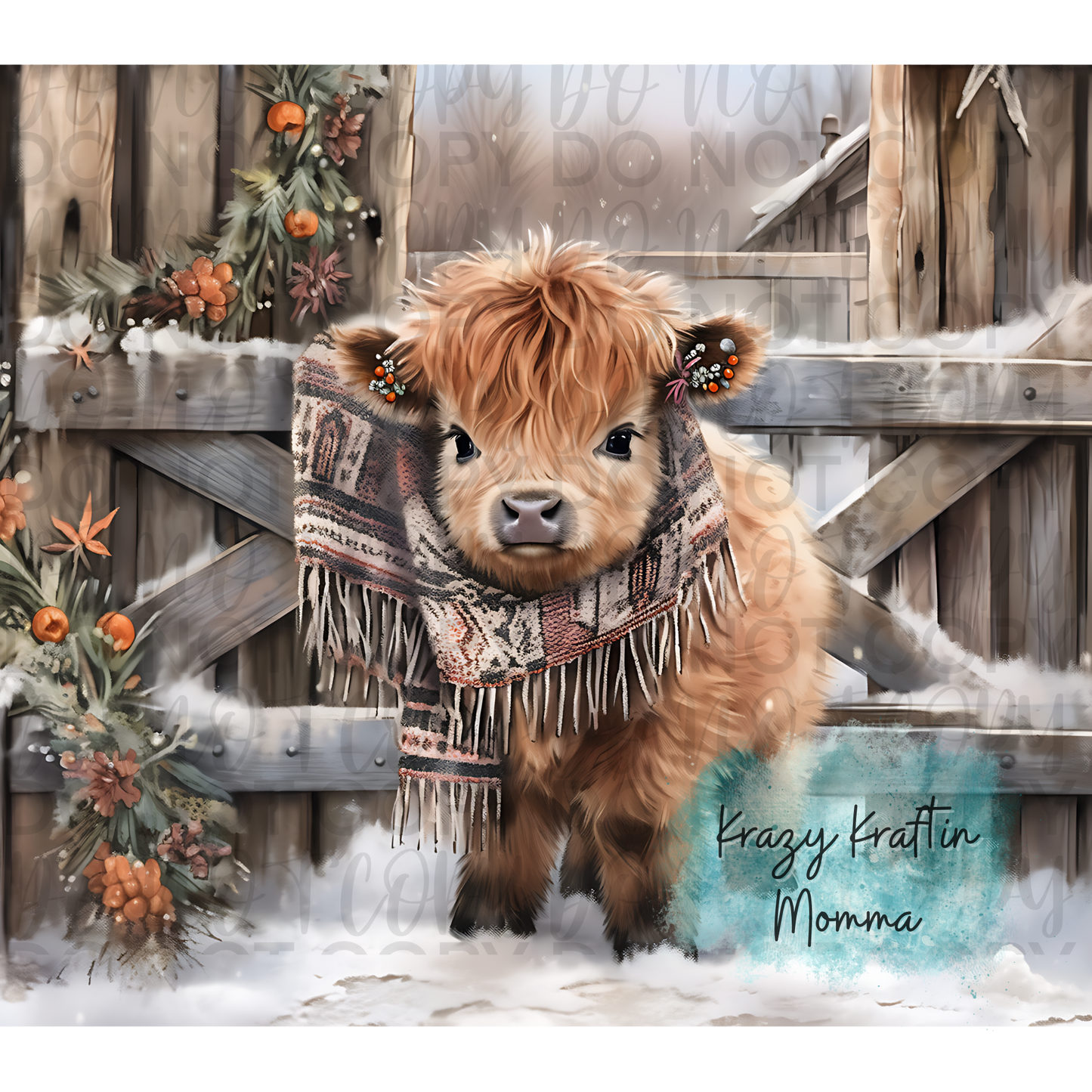 Highland Cow with Fence Tumbler