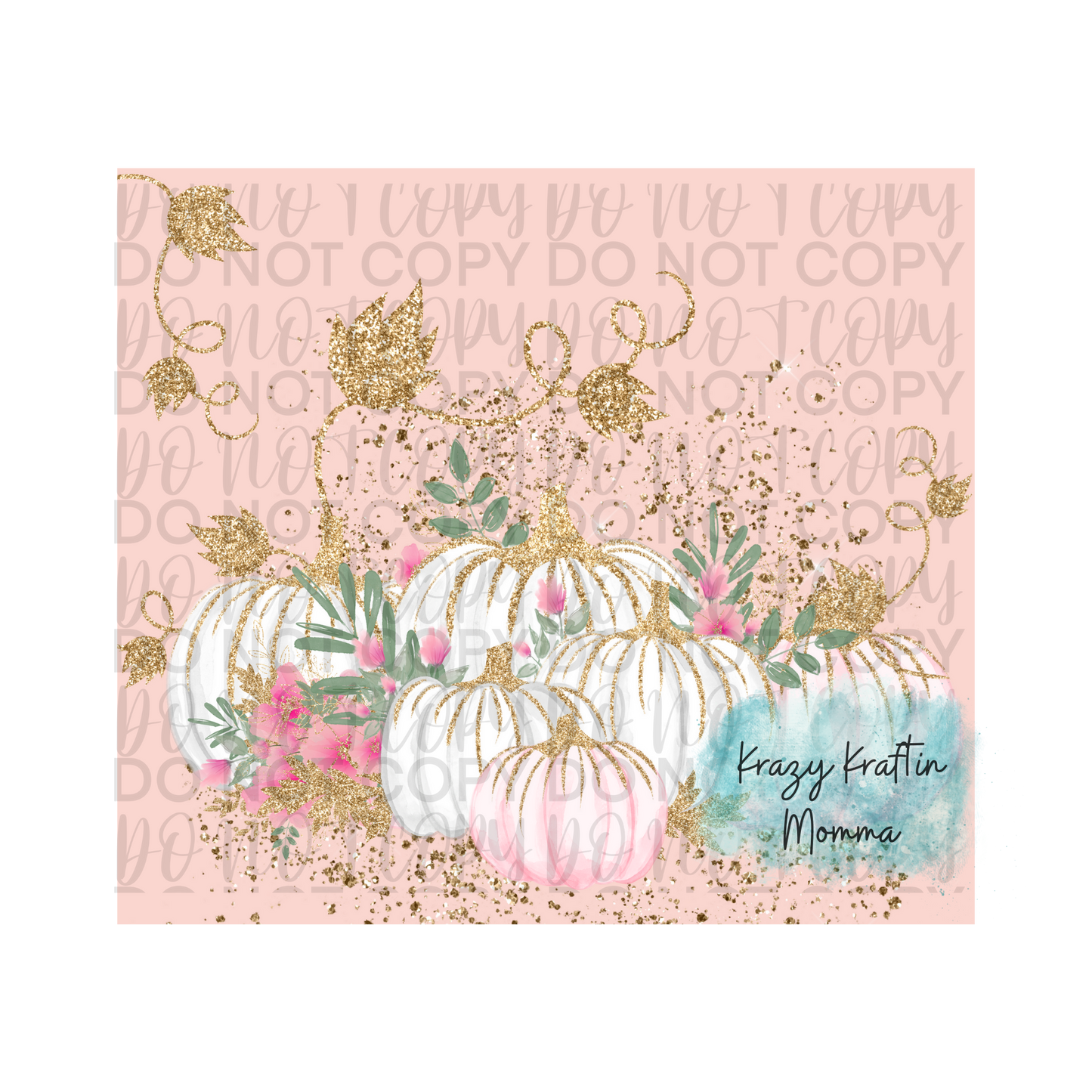 Pink & Gold Pumpkin Tumbler