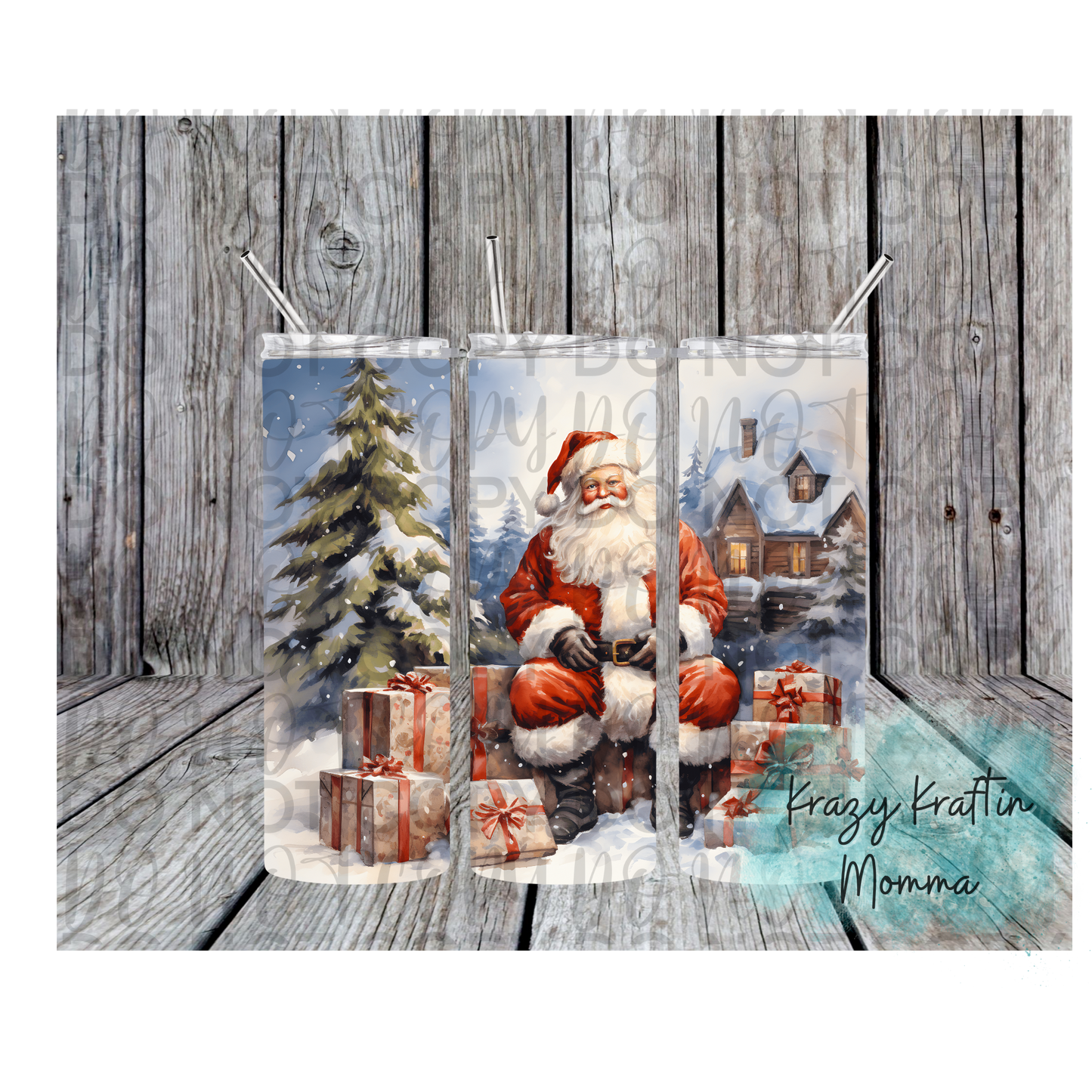 Watercolor Santa Tumbler