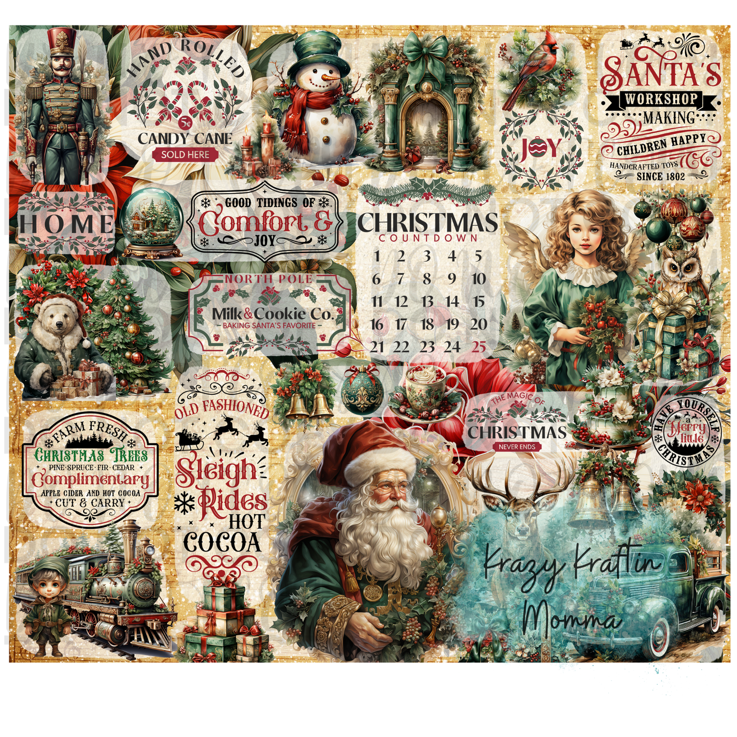 Vintage Christmas Collage Tumbler