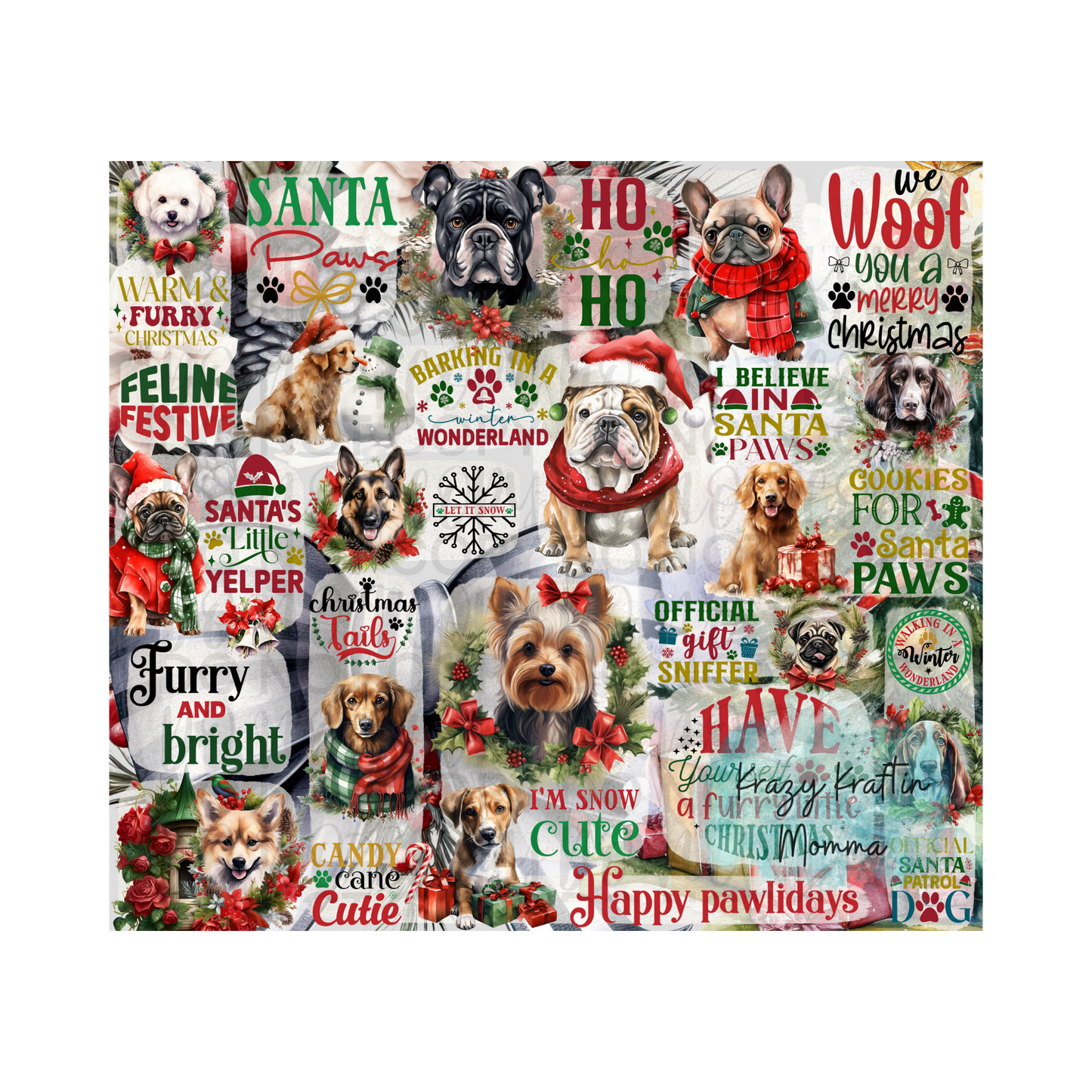 Christmas Dog Collage Tumbler