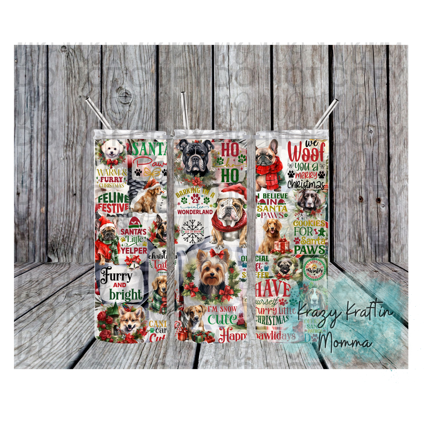 Christmas Dog Collage Tumbler