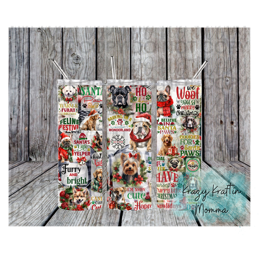 Christmas Dog Collage Tumbler