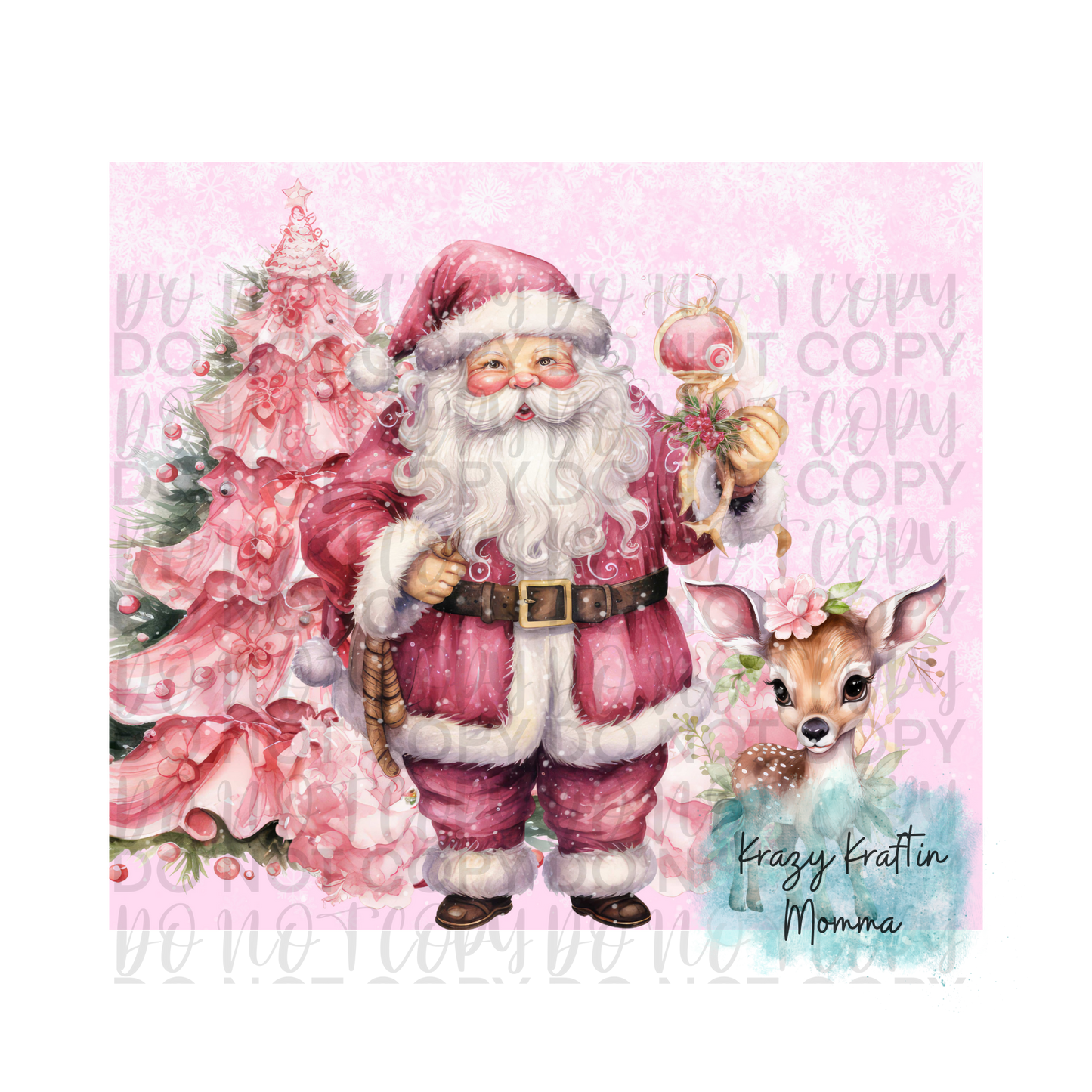 Pink Santa with Deer Tumbler