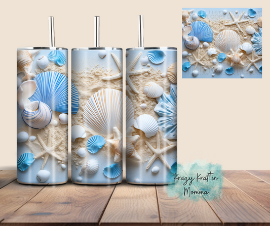 3D Beach Sea Shell Tumbler