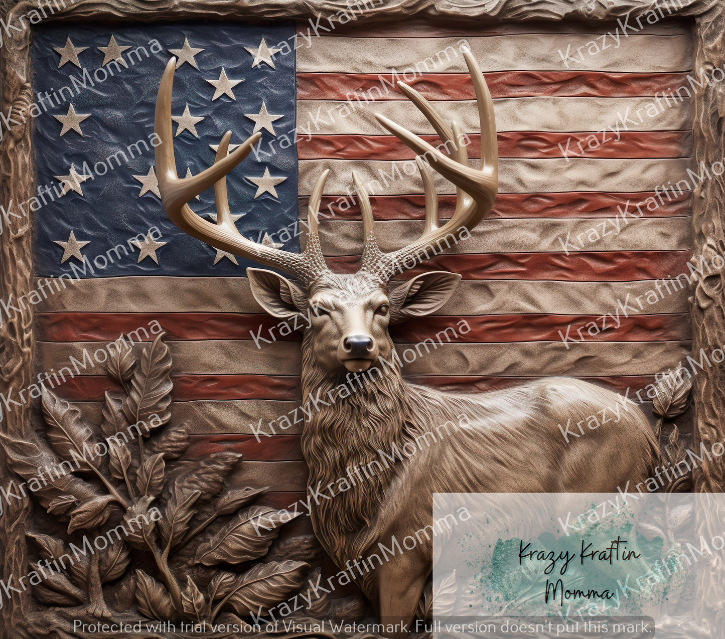 3D Deer with American Flag Tumbler