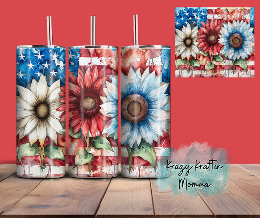 4th of July Sunflower Tumbler