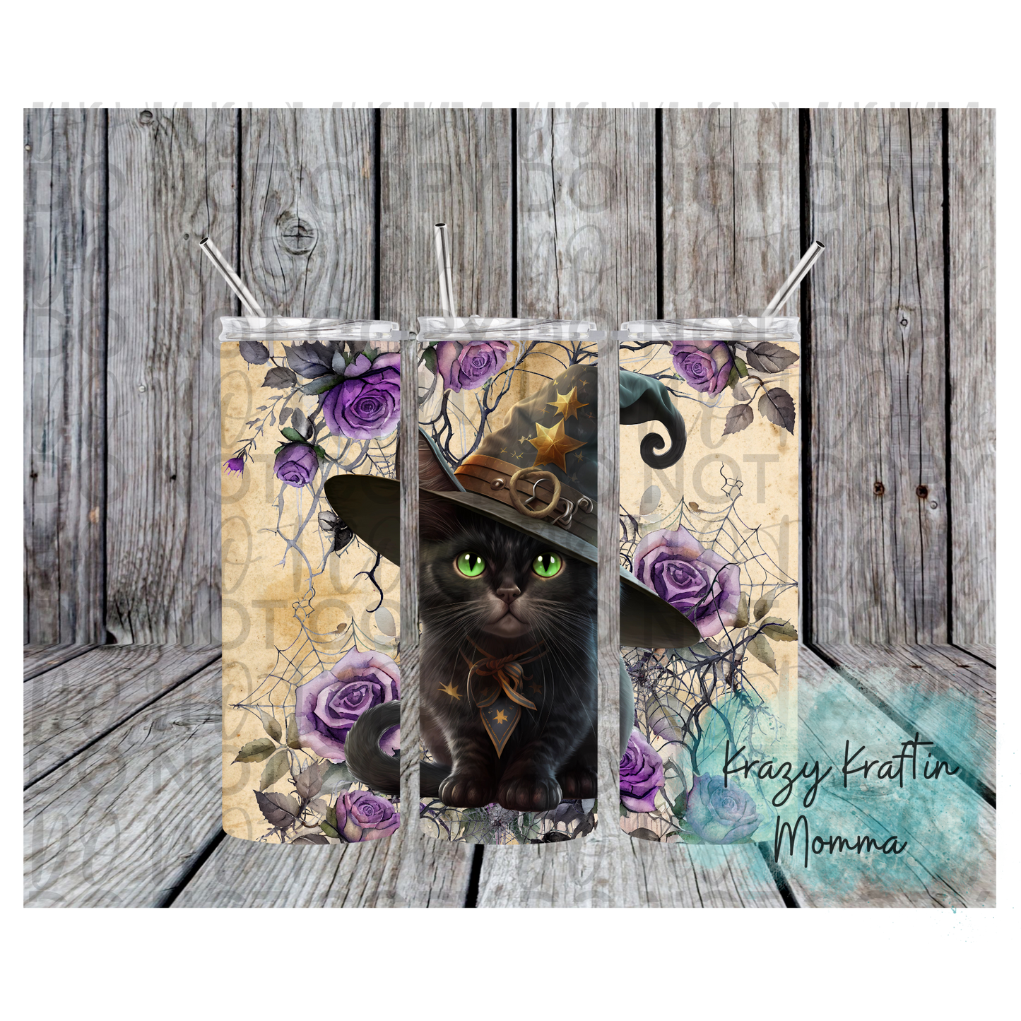 Black Cat with Witch Hat Tumbler