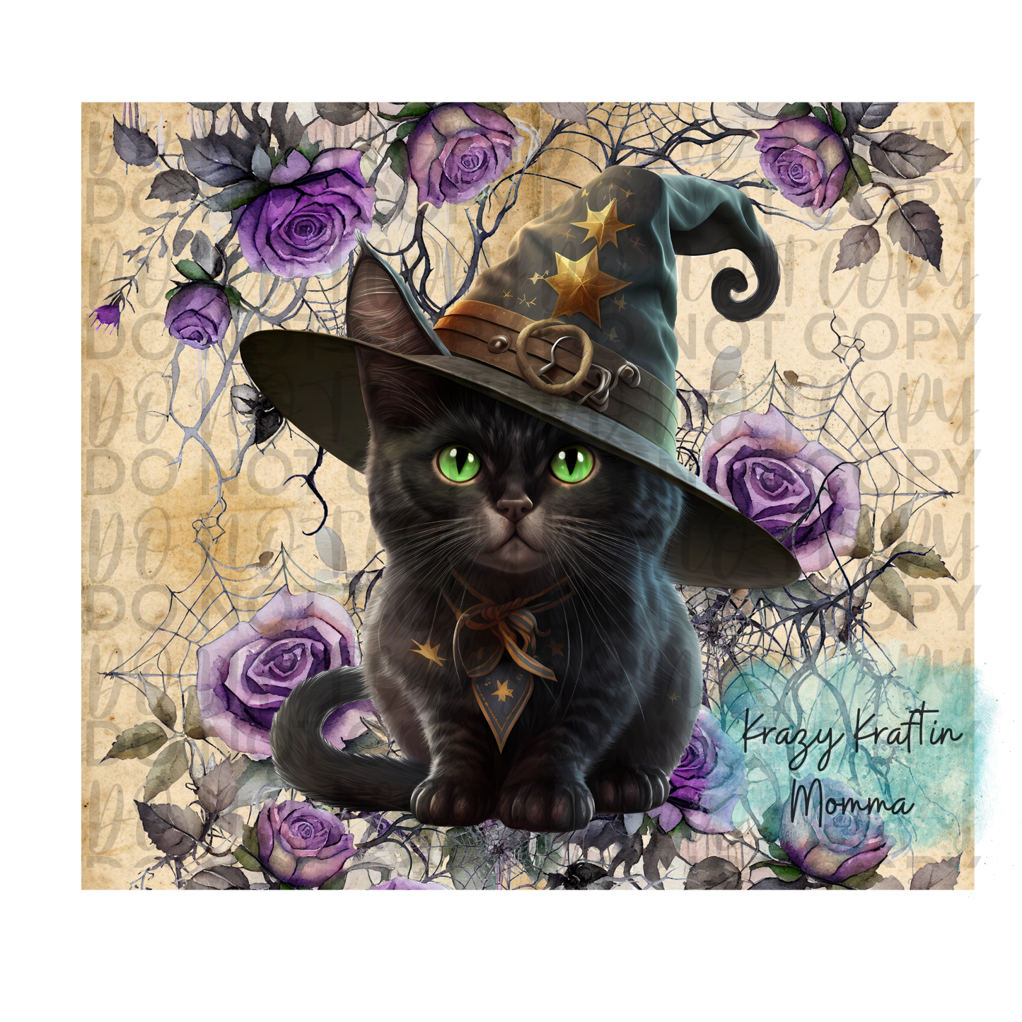 Black Cat with Witch Hat Tumbler