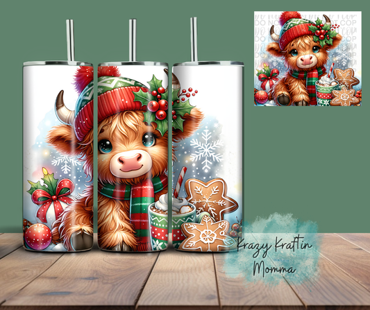 Christmas Cookie Highland Cow Tumbler