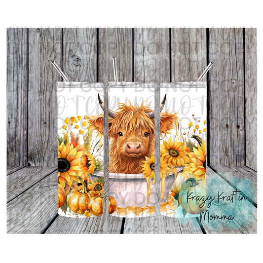 Cow in Tub with Sunflowers Tumbler