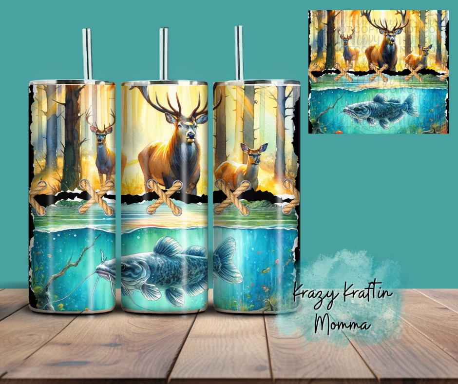 Distressed Fishing and Hunting Tumbler