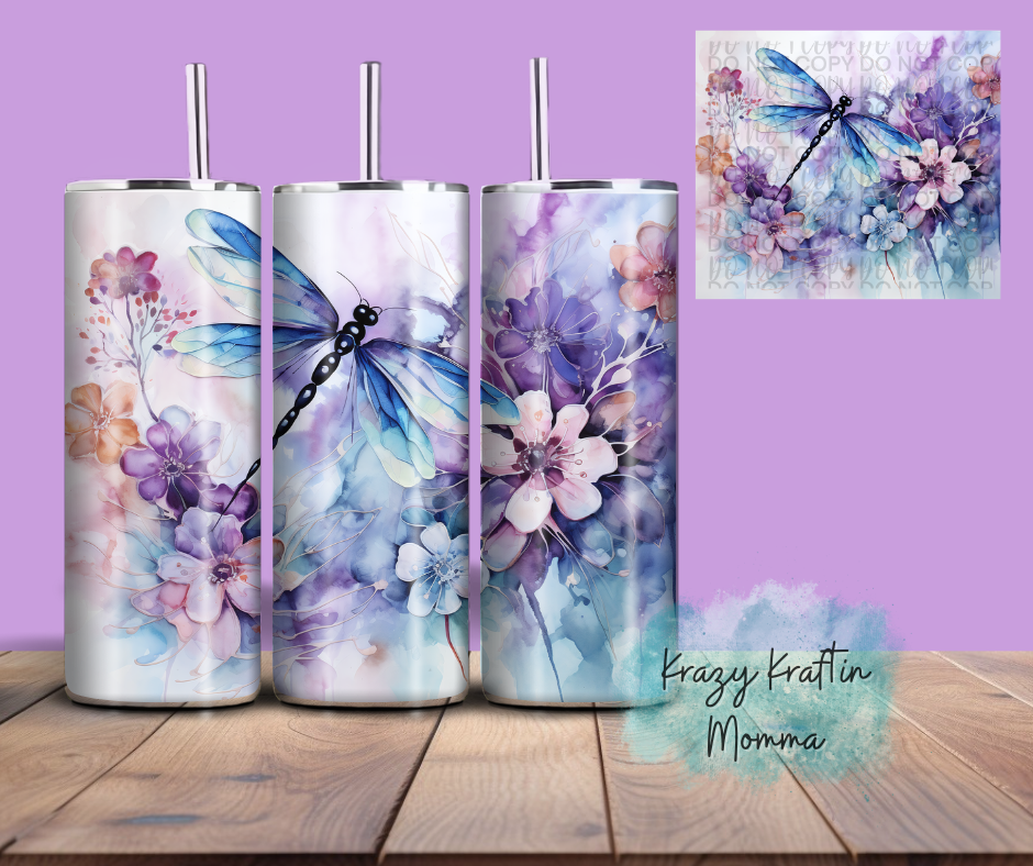 Dragonfly Watercolor Tumbler