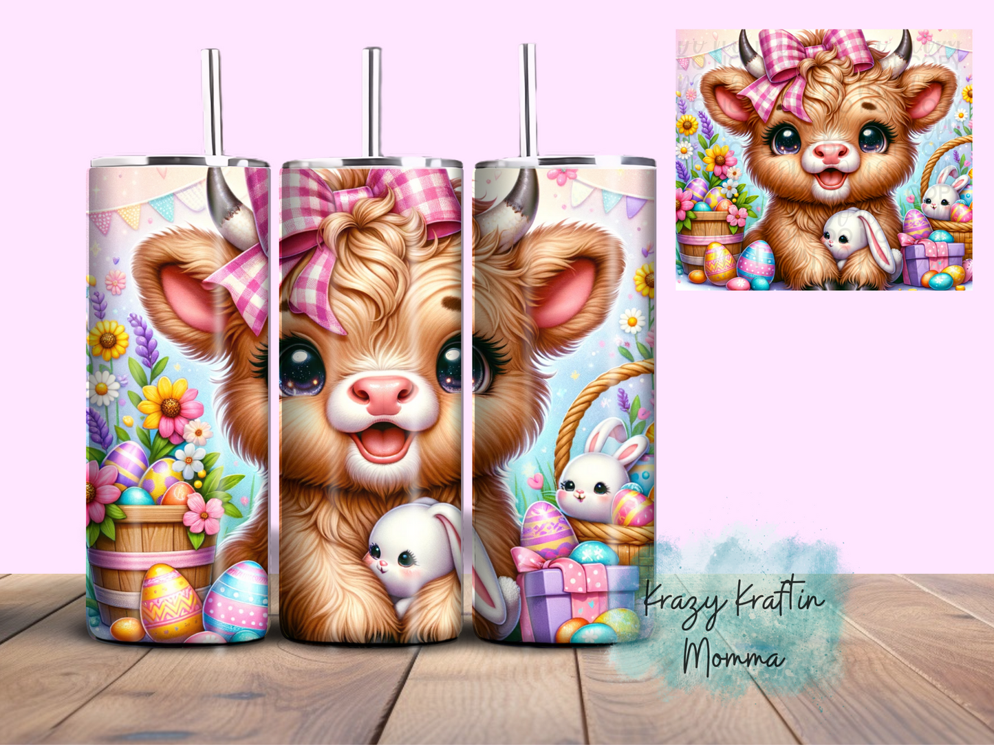 Easter Baby Highland Cow Tumbler