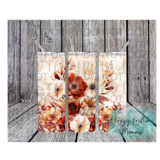 Fall Floral Glitter Tumbler