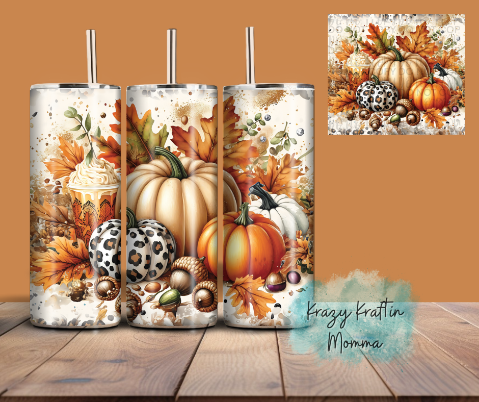 Fall Leopard Pumpkin Tumbler