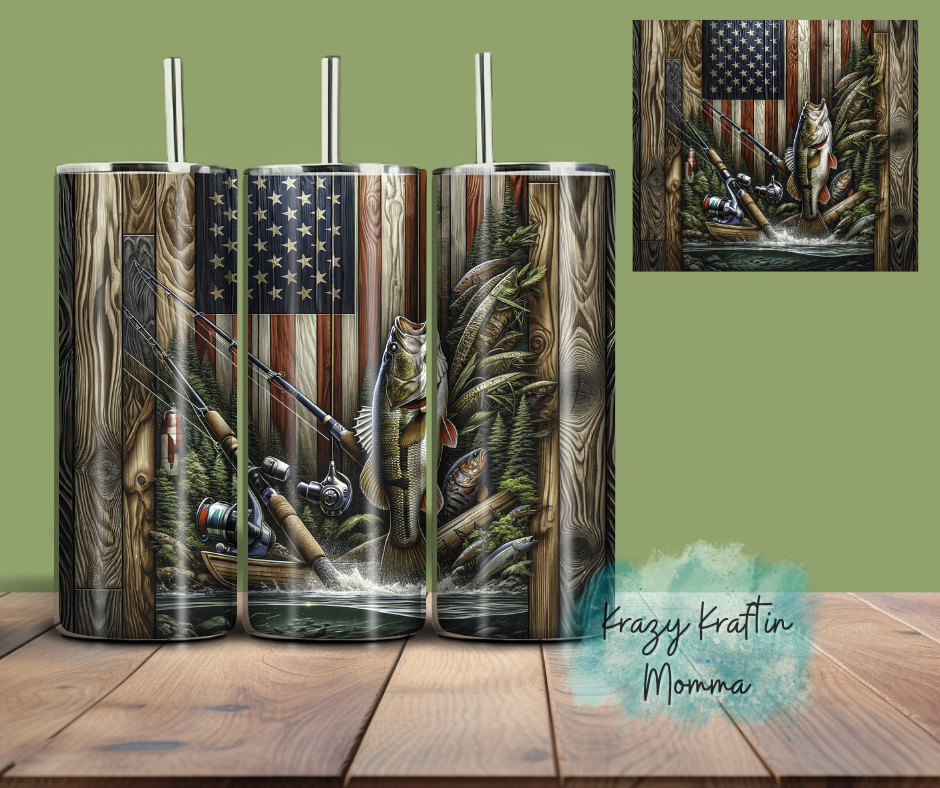 Fishing Lake Wood Tumbler