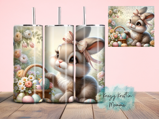 Floral Bunny in Basket Tumbler