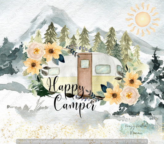 Watercolor Happy Camper Tumbler