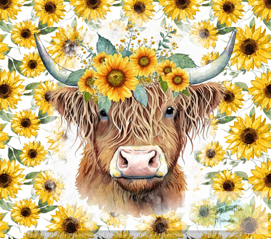 Highland Cow Sunflower Tumbler