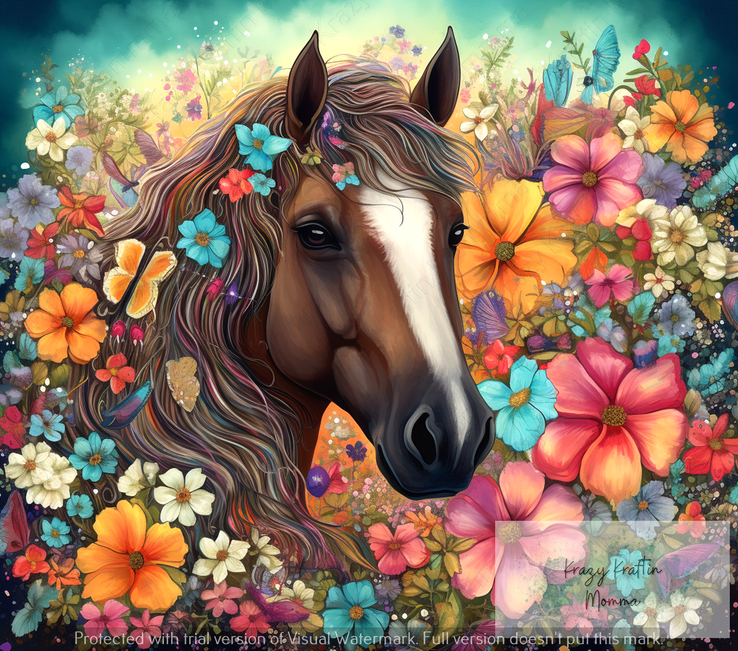 Floral Horse Tumbler