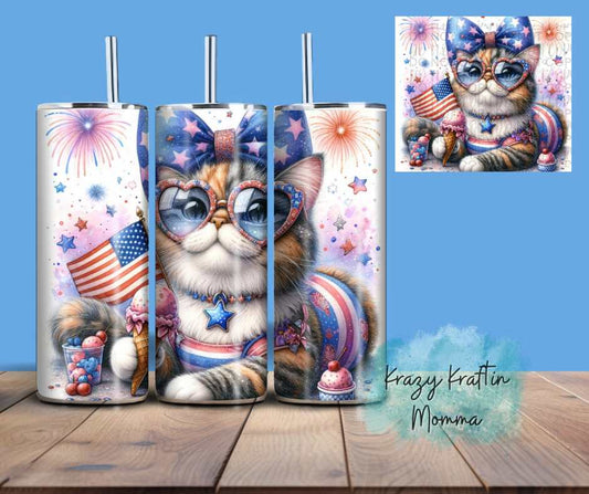 Patriotic Cat Tumbler