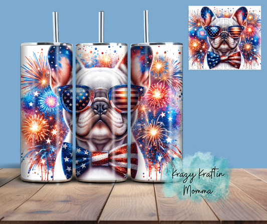 Patriotic Dog with Glasses Tumbler