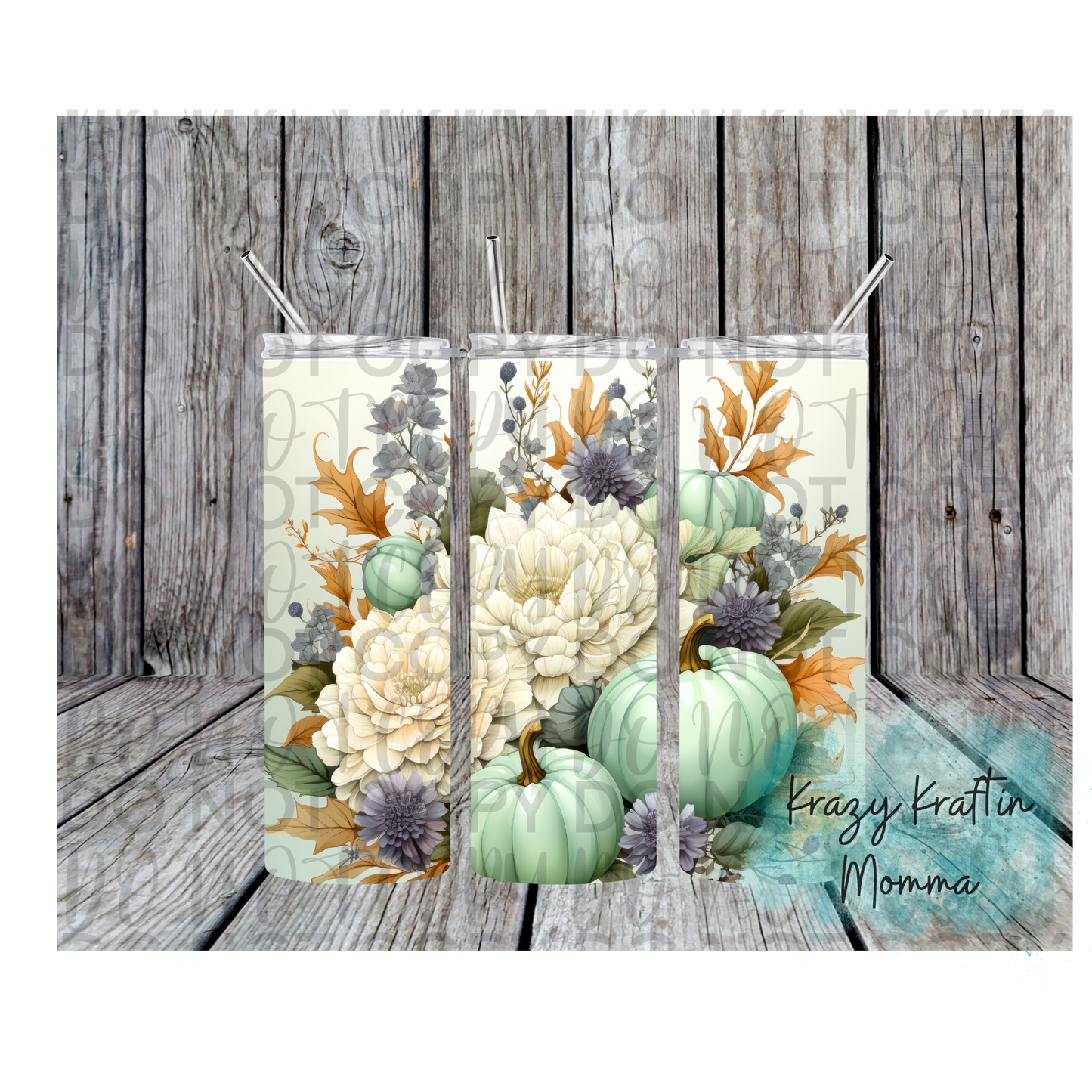 Pastel Fall Floral with Pumpkins Tumbler