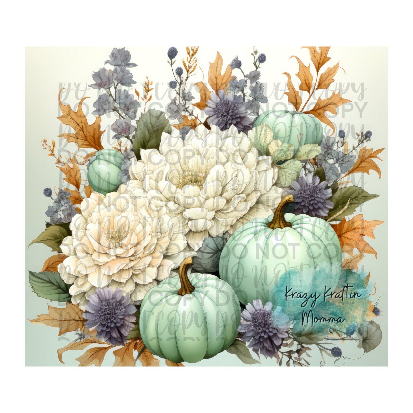 Pastel Fall Floral with Pumpkins Tumbler