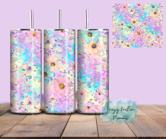 Paste Holographic Floral Tumbler