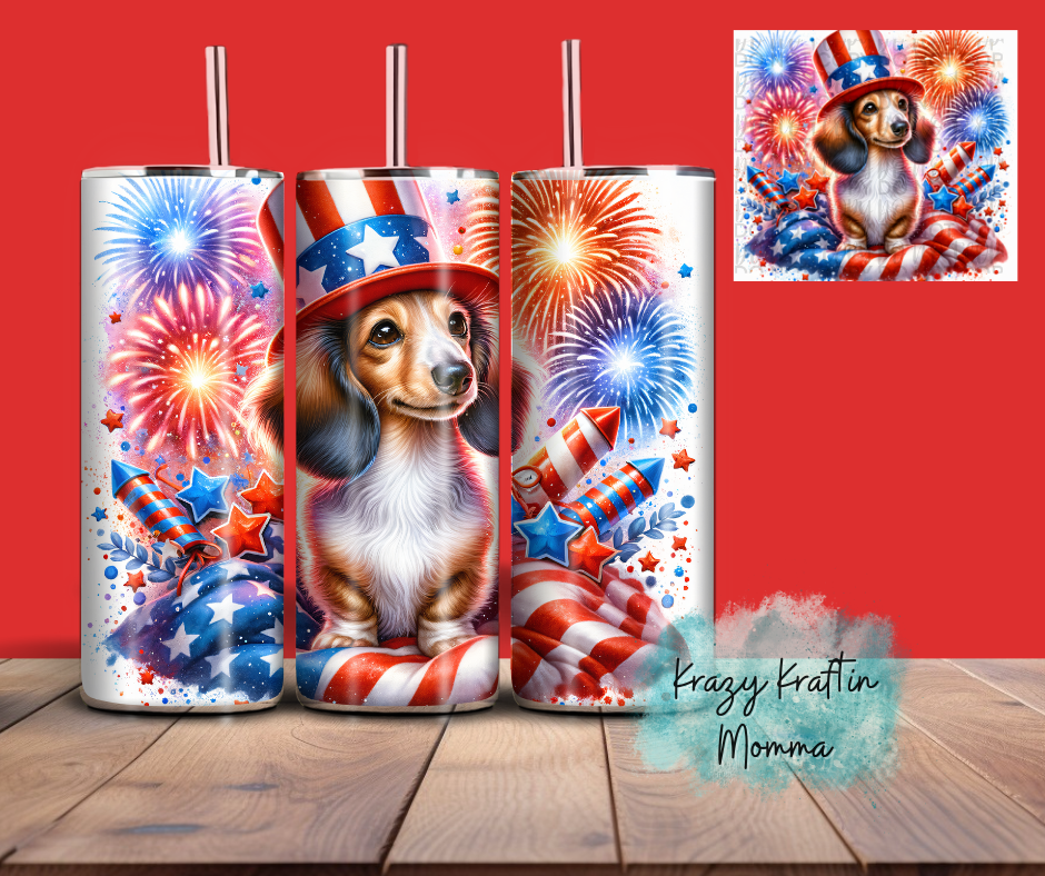 Patriotic Dog with Top Hat Tumbler