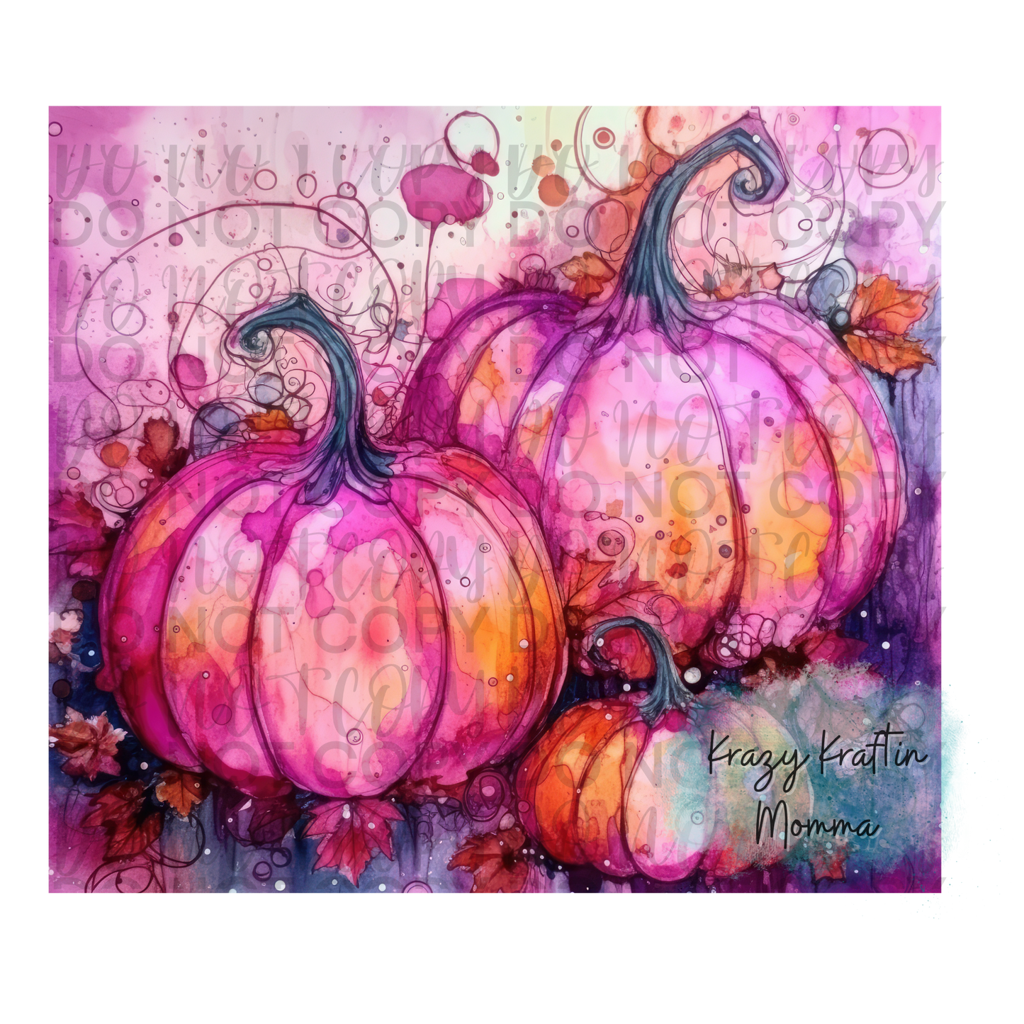 Pink Alcohol Ink Pumpkin Tumbler