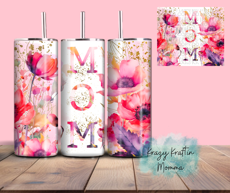 Pink Floral Mom Tumbler