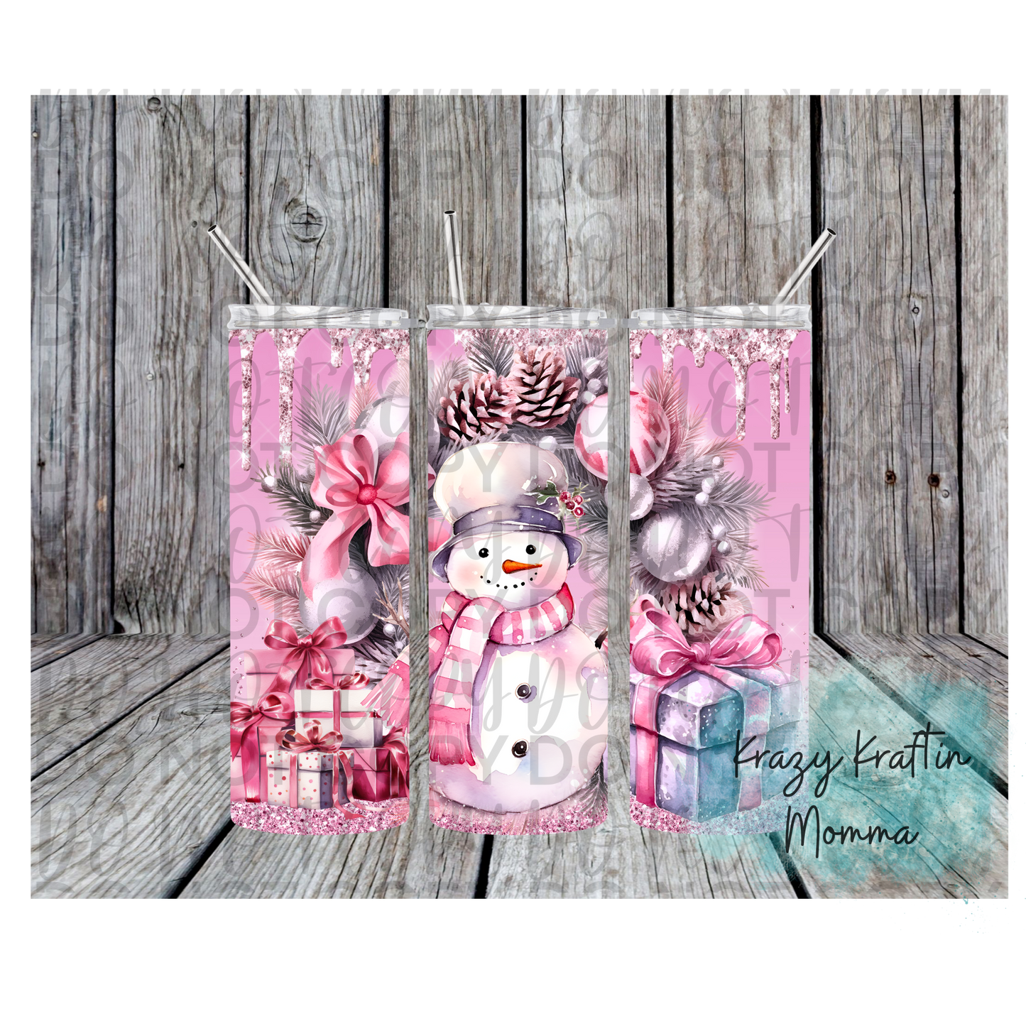 Pink Snowman Tumbler