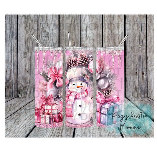 Pink Snowman Tumbler