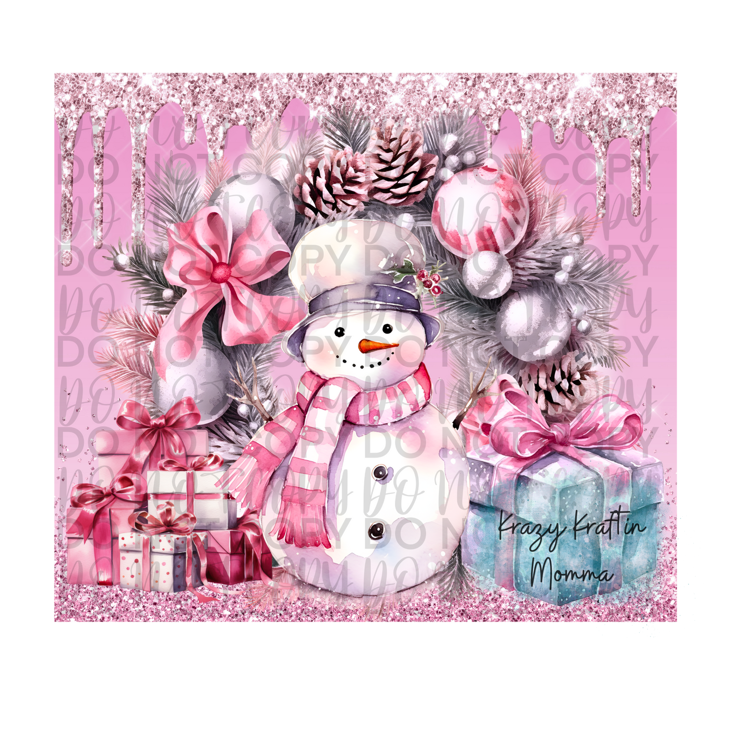 Pink Snowman Tumbler