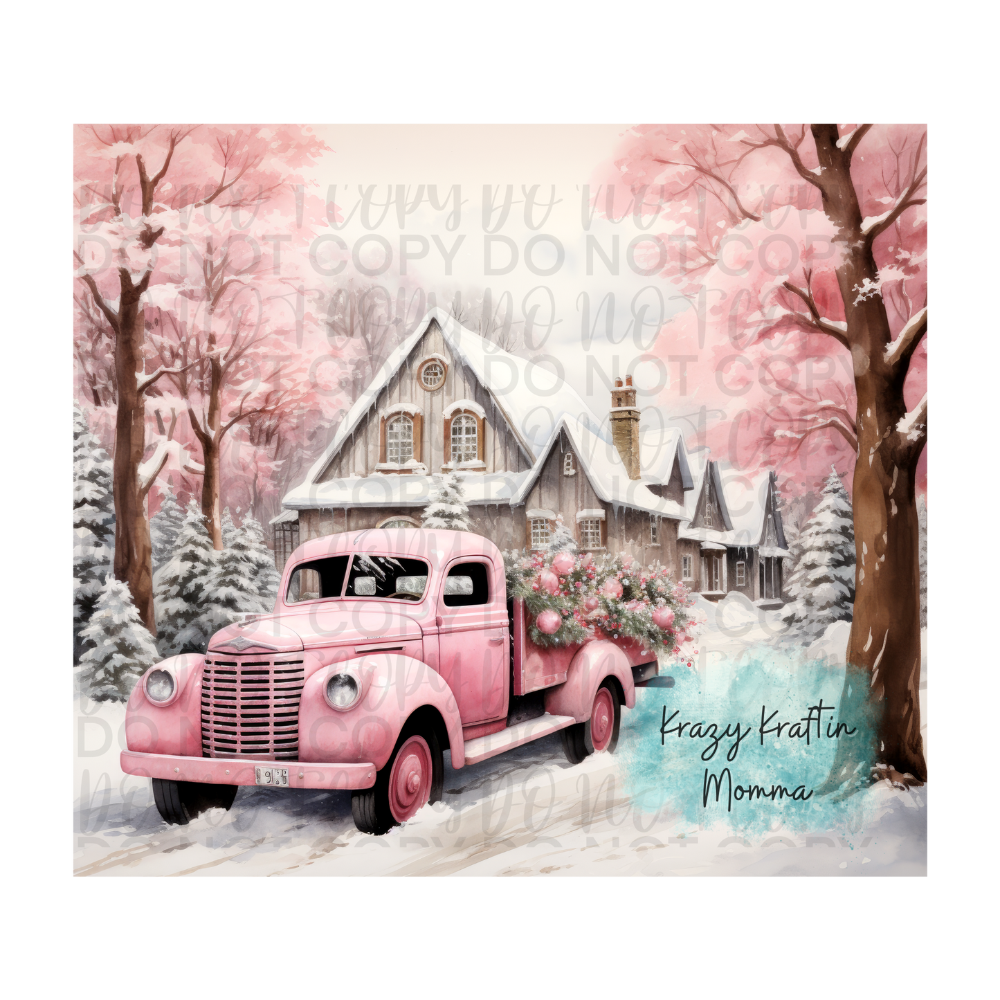 Pink Winter Truck Tumbler