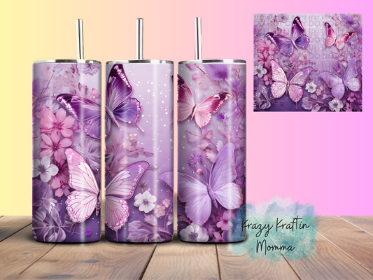 Purple Butterfly Tumbler