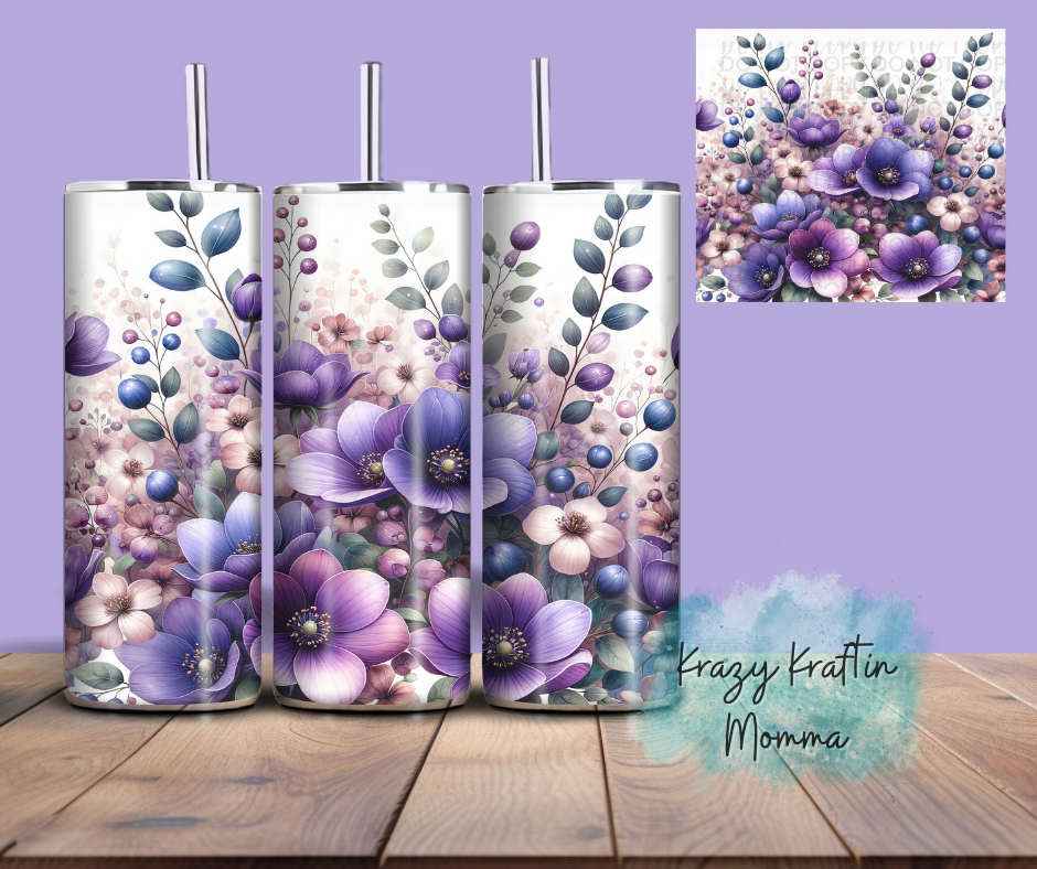 Purple Floral Tumbler