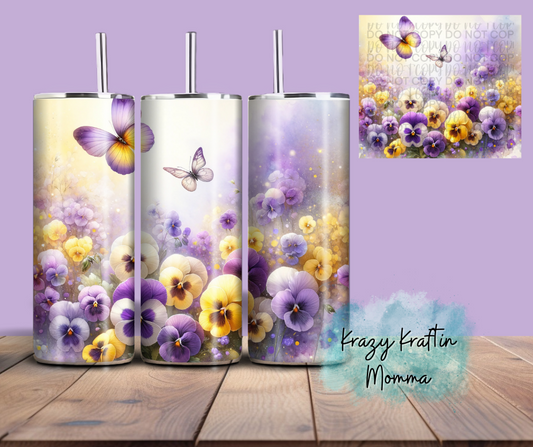 Purple Pansies Tumbler