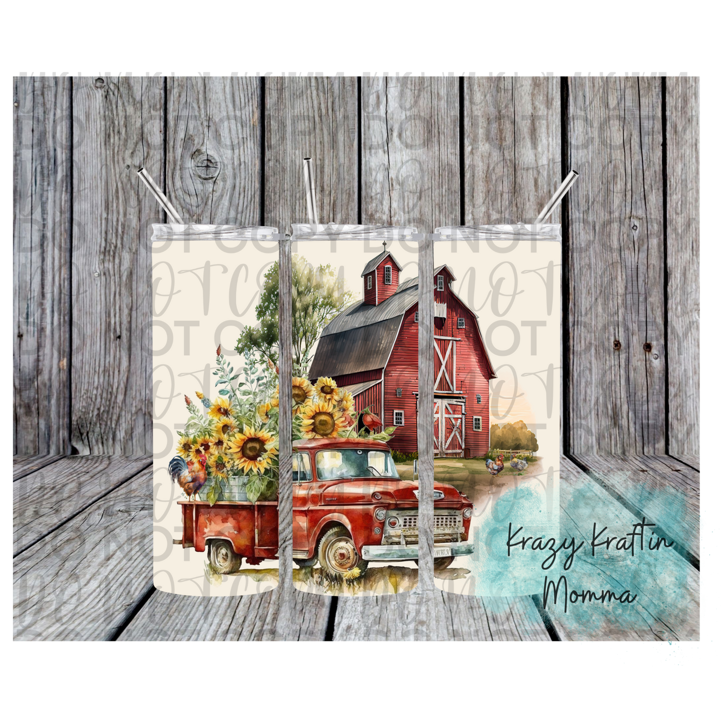 Red Truck with Sunflowers Tumbler