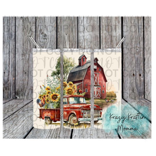 Red Truck with Sunflowers Tumbler