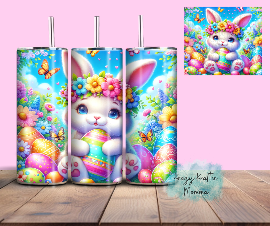 Spring Floral Easter Bunny Tumbler