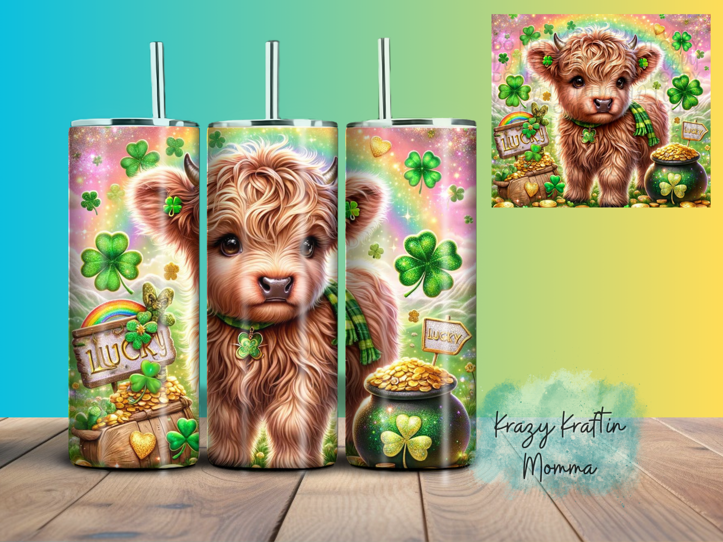 St. Patrick's Highland Cow Tumbler