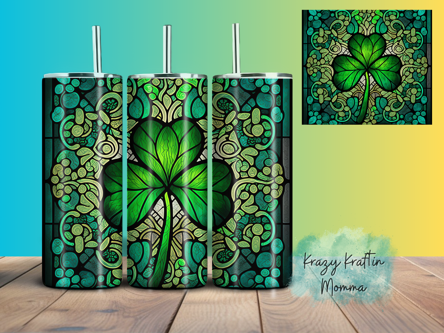 Stained glass Clover Tumbler