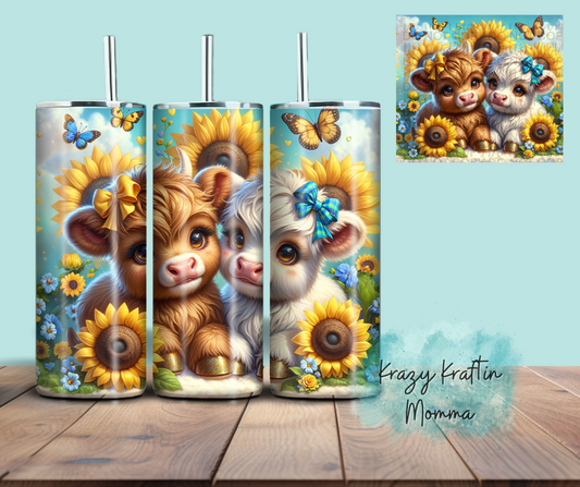 Sunflower Baby Highland Cow Tumbler